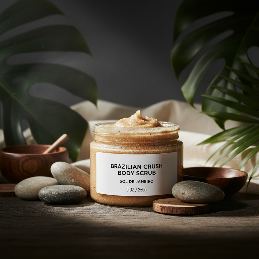 Photo of Body Scrub, all natural, with coconut, flowers, and vanilla