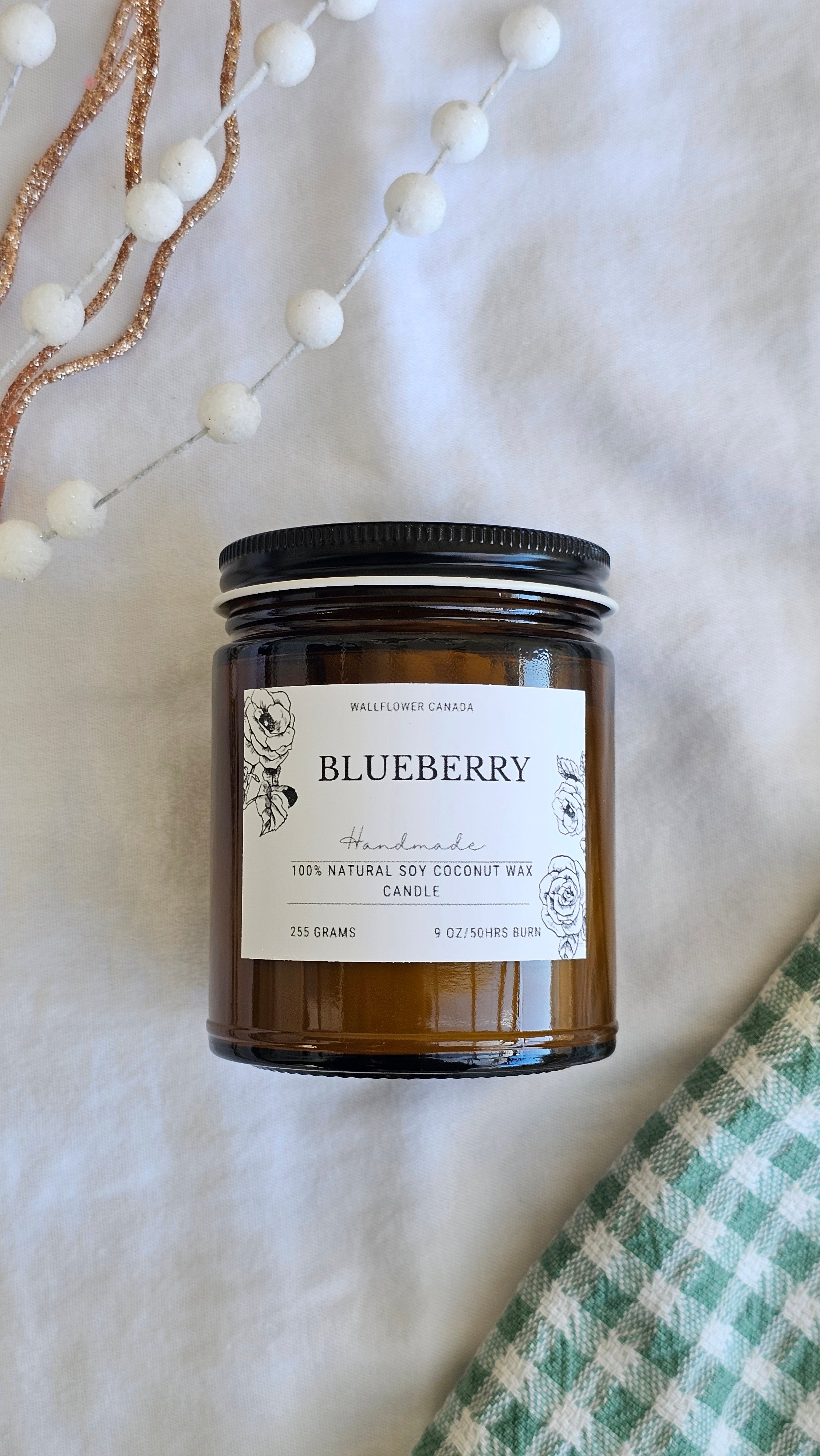 Blueberry Signature Natural Candle - 9 0z Medium Size