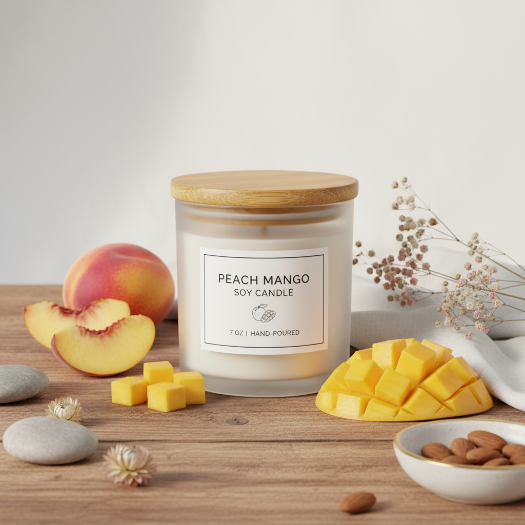 Peach Mango Signature Natural Candle - 7 0z Small Size