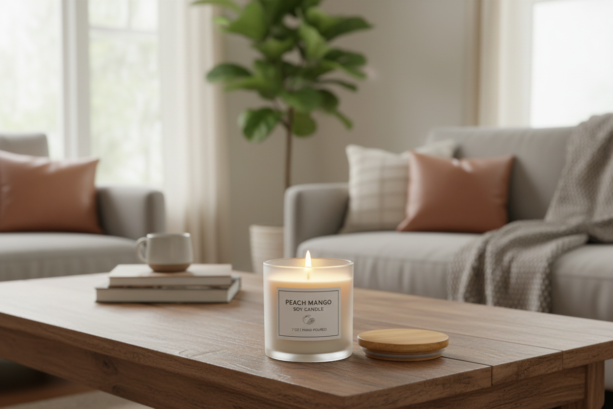 Peach Mango Signature Natural Candle - 7 0z Small Size